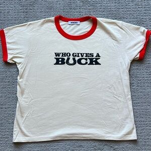DAYDREAMER WHO GIVES A BUCK VINTAGE RINGER TEE